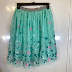 Cat & Jack Sz XL 14/16 Teal Green Skirt Tutu Pink Iridescent Sequin Accents
